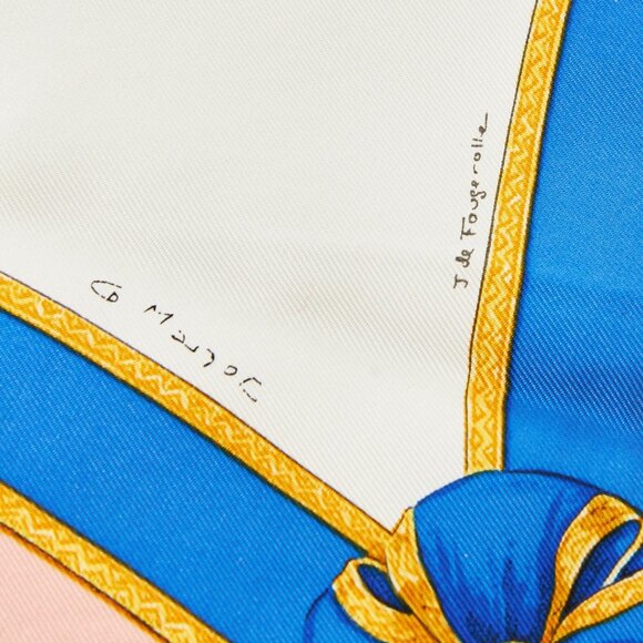 HERMES Silk Scarf Carre 90 Ecole francaise d'equitation Les General L'Hotte 1987 - Picture 4 of 4